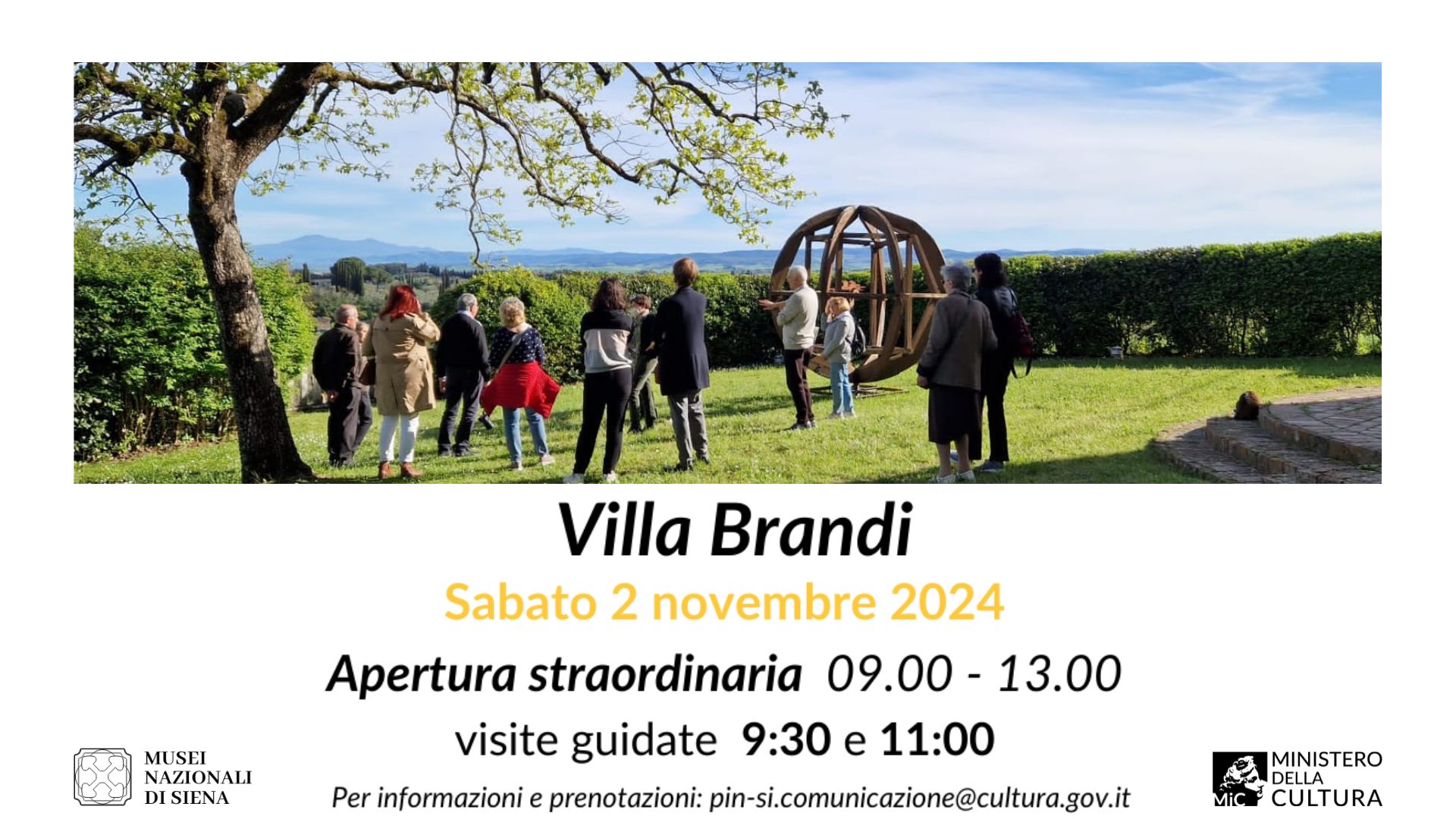 Sabato 2 novembre 2024: Apertura straordinaria di Villa Brandi
